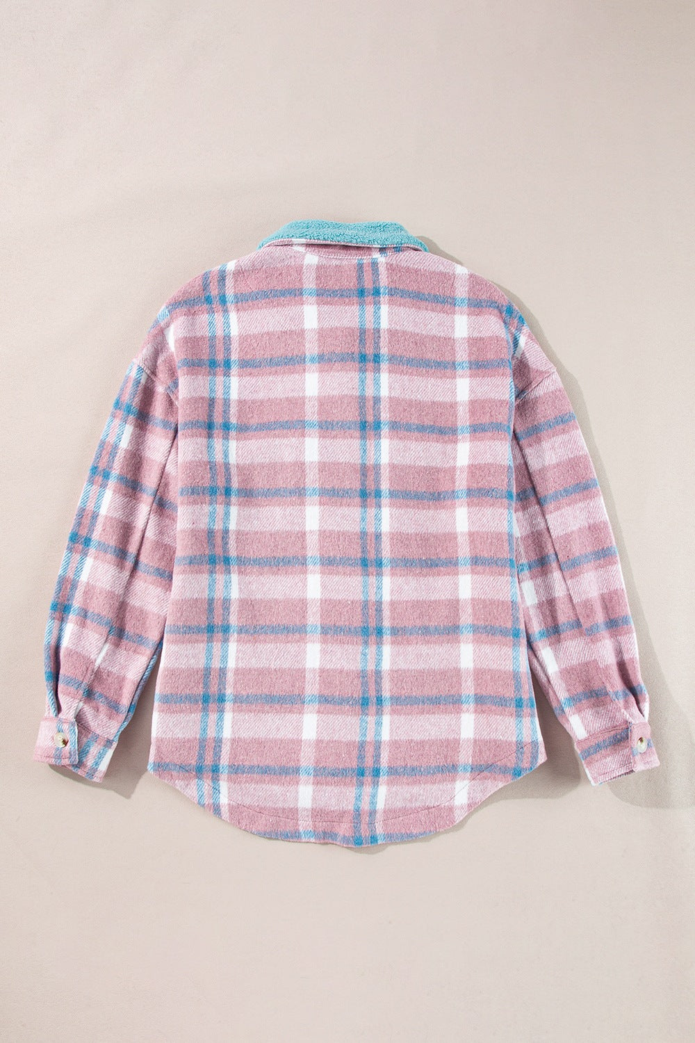 Plaid Collared Neck Flap Pockets Shacket