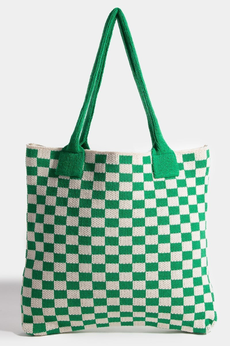 Fame Checkered Pattern Tote Bag